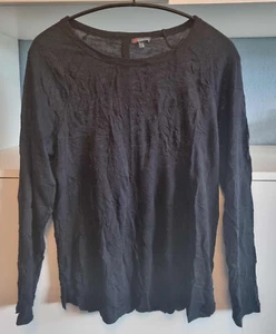 Street One Crash Crinkle Langarm- Shirt schwarz leicht transparent Top - Bild 1 von 6