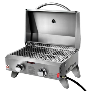 Grillz Portable Gas BBQ Grill 2 Burners Kitchen Camping Cooking Outdoor New - Picture 1 of 7