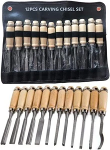 Juego de cinceles profesionales para tallar madera de 12 piezas cinceles y estuche - Imagen 1 de 5