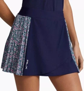 NWT $168 RLX Ralph Lauren Sz M Golf, Tennis Floral-Panel Mini Skort Navy/Multi - Picture 1 of 11
