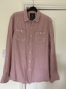Soft 100% cotton pink and white striped men's shirt, size medium - Picture 1 of 9