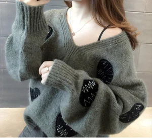 Mujeres Tejido Manga Larga Top Suave Pullover Algodón Suéter Ropa Cálida Chaleco Cuello - Imagen 1 de 2