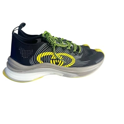 Zapatillas Mujer GUCCI Run Cuero Plateado Talla 38 Negro Amarillo Excelente Estado. Foto 1 de 4