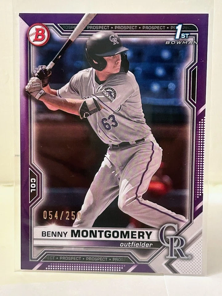 2021 Bowman Paper 1st Benny Montgomery Purple Border / 250 Rookie RC Colorado - Image 1 of 1