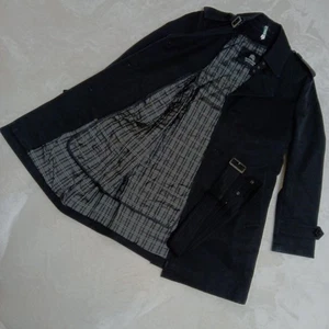 BURBERRY BLACK LABEL Nova Check Black Trench Coat Size S From Japan - Picture 1 of 24