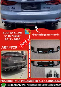 ART.4920  DIFUSORES  + TERMINALES  Audi A5 S-Line S5 B9 Sport 2017 - 2020 - Imagen 1 de 18