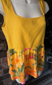 Farm Rio for Anthropologie gelb Strick Schößchen Top Satin tropisch Unterteil Small - Bild 1 von 7