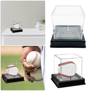 UV Protected Acrylic Baseball Display Case Clear Ball Boxes Memorabilia Showcase - Picture 1 of 10