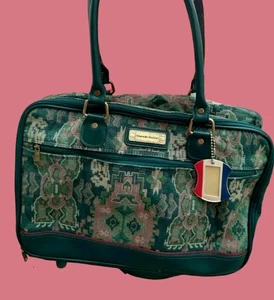 VTG American Tourister Green Tapestry Travel Bag Suitcase 18" x13" Not Used - Picture 1 of 12