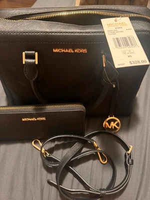 Michael Kors Ayden Black Saffiano Leather Satchel Purse Crossbody Bag W/wallet - Image 1 of 4