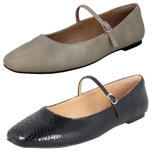 Ballerine donna Clarks punta quadrata tessuto Mary Jane fibbia 'Emelina Gem'