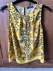 Pretty Oasis Yellow Butterfly Summer Jeans Casual Top Size 12 - Picture 1 of 8