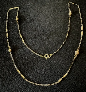Vintage 10k Gold Chain Necklace Ball & Twisted Bar Station 2.82 Grams - Picture 1 of 10