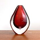 Orrefors Sweden Sven Palmquist Sommerso Red Glass Vase Mid Century w/ Sticker