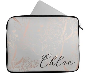 Personalised Any Name Floral Design Laptop Case Sleeve Tablet Bag Chromebook 22 - Picture 1 of 4