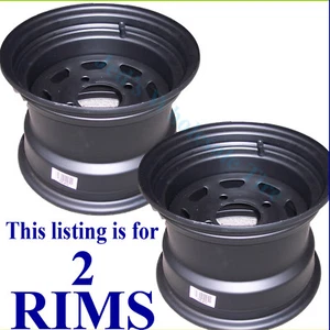 2) 10x7 4/4 Golf Cart Go Kart Aufsitzmäher Gartentraktor FELGENRÄDER schwarz Stahl - Bild 1 von 8