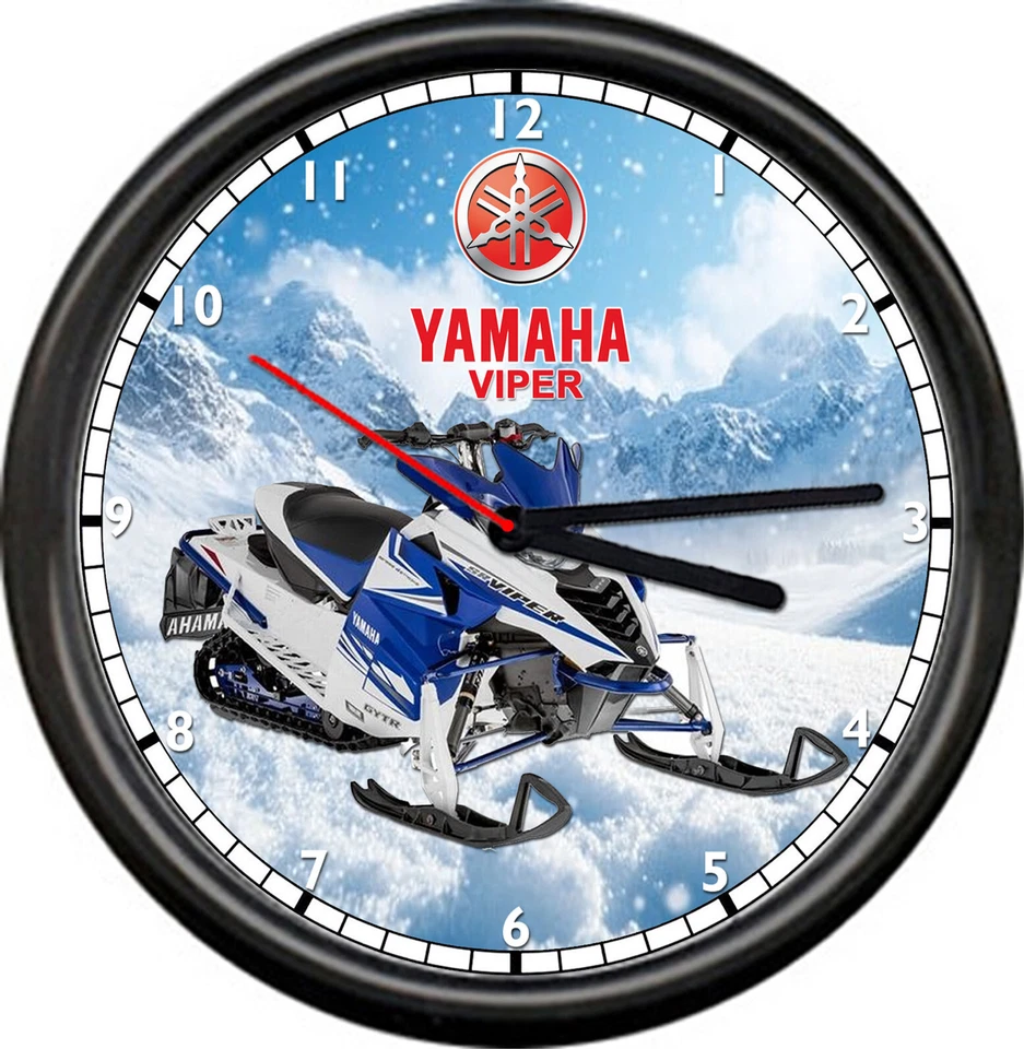 Yamaha Viper Blue Machine Snowmobile Racing Dealer Sign Retro Wall Clock - Image 1 of 1