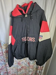 Vintage 90s NFL Atlanta Falcons starter Pullover 1/2 zip hooded Jacket sz XL - Picture 1 of 3
