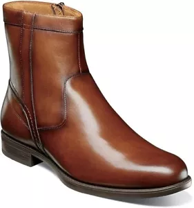 Florsheim Men's Midtown Cognac Plain Toe Zipper Boots - 12140-221 Stock - Picture 1 of 7