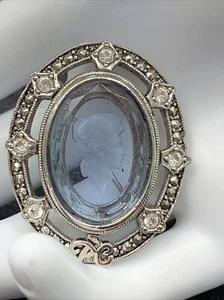 Vintage AVON 1998-99 Presidents Recognition Program Blue Intaglio Cameo Brosche  - Bild 1 von 8