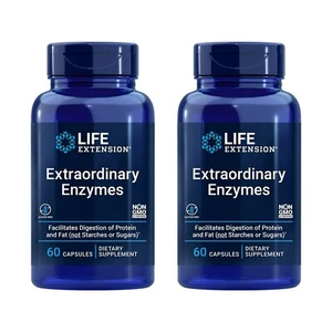 2 PACK Life Extension Extraordinary Enzymes for Digestive Support 60 Capsules - Picture 1 of 9