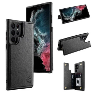 Leather Wallet Card Phone Cover For Galaxy S22, iPhone 13 Pro 13 12 11 XR X Case - Picture 1 of 11