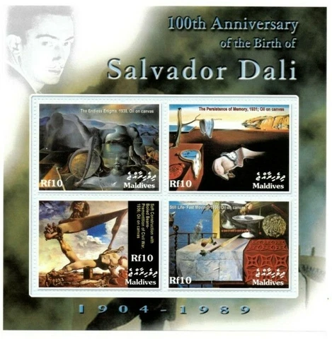 Maldives 2004 - Salvador Dali, 100th Birthday - Sheet of 4v - Scott 2827 - MNH Cover