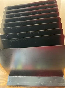 Vintage Lit-Ning Industrial Desk Top 8-Tier Tray BLACK Cascading Solid - Picture 1 of 12