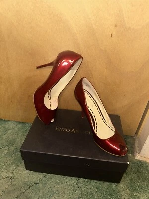 Zapatos de vestir Enzo Angiolini rojos punta abierta charol damas talla 9 M Foto 1 de 4
