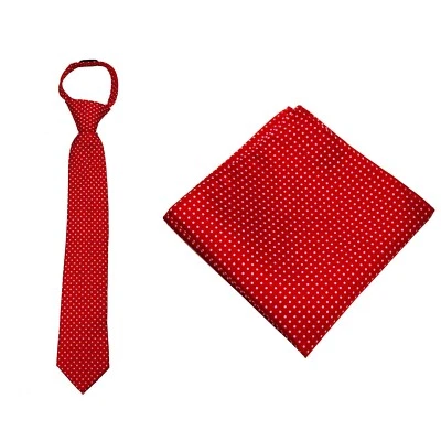 Conjunto de corbata y cuadrado de bolsillo con cremallera de punto rojo para hombre bodas formales graduaciones Foto 1 de 2