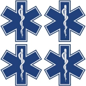 Set of (4) 1x1 Inch Reflective Star Of Life EMS EMT Paramedic Vinyl Stickers - Picture 1 of 1