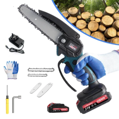 CISIVIS UK Electric Cordless Chainsaw Mini Saw Woodworking Wood Cutter with 1 Batteries
