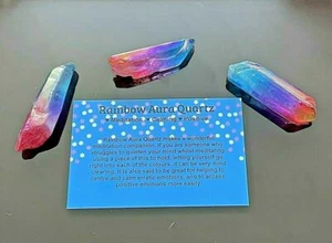 1x Titan Aura Regenbogen Quarz Punkt Präparat Heilung Reiki + Karte + Geschenktüte  - Bild 1 von 7