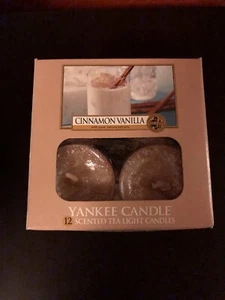 Yankee Candle 1 Box Of 12 Cinnamon Vanilla Tea Light Candles Tealights RARE HTF! - Picture 1 of 3