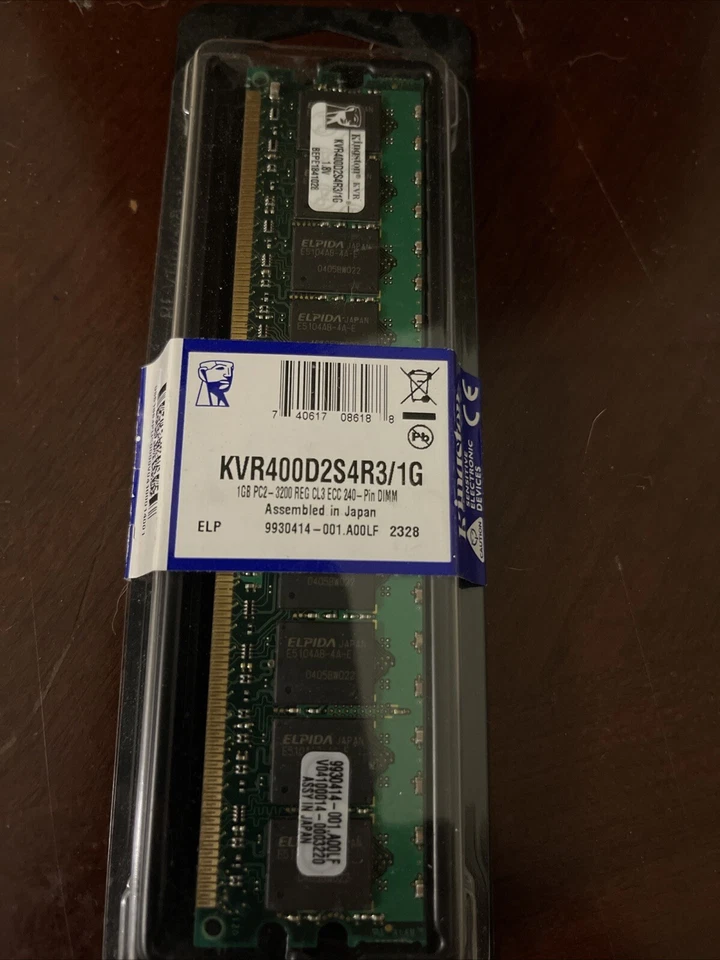 KVR400D2S4R3/1G Kingston 1GB DDR Registered ECC PC-3200 400Mhz Memory New - Image 1 of 1