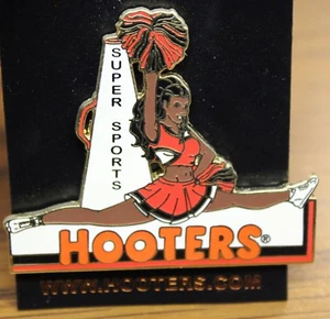 NEW! SUPER SPORT HOOTERS CHEERLEADER GIRL SPLIT A (BLACK/RED POM POMS) LAPEL PIN - Picture 1 of 4