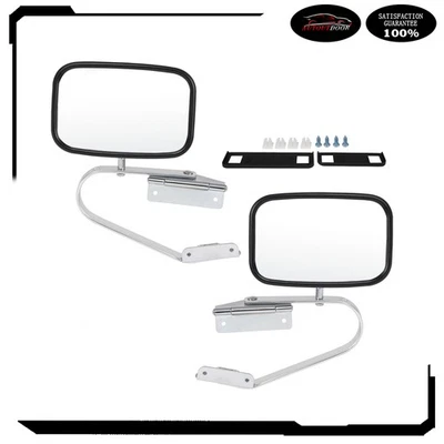 Juego de pares de espejos retrovisores manuales cromados para camioneta Ford serie F 1980-96 Foto 1 de 4