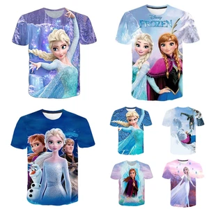 Boys Girls⭐Frozen⭐Anna⭐Elsa⭐Princess Casual Short Sleeve T-Shirt Tee Top Gift UK - Picture 1 of 13
