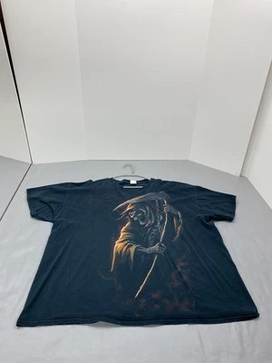 Vintage Grim Reaper Shirt Mens 3XL Fruit of the Loom Skeleton Graphic Tee 00s - Image 1 of 4