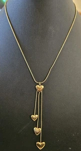 Klassische Trifari vergoldete dreifache Herz Halskette 16" - Bild 1 von 3