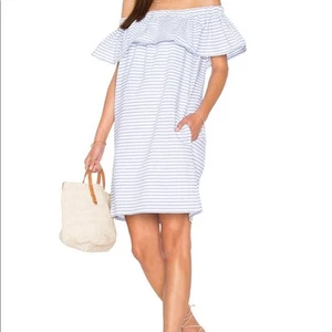 Line & Dot Blue Stripe Dress Off The Shoulder Lea MSRP $139 - Picture 1 of 8