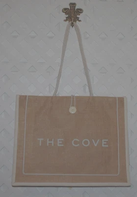 Bolso de playa tejido Atlantis THE COVE arpillera de yute tostado 18" x 14" Las Bahamas Foto 1 de 2