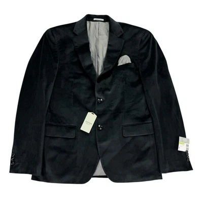 Abrigo deportivo de terciopelo sólido de ajuste delgado para hombre Alfani Negro 38S Foto 1 de 4