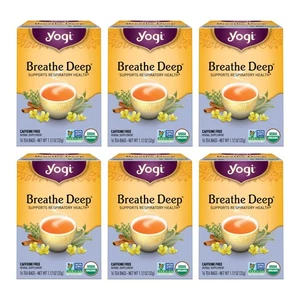 Yogi Tea Breathe Deep Tea - 16 Tea Bags per Pack (6 Packs) - Organic Respirat... - Picture 1 of 6