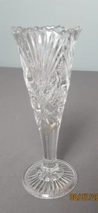 EAPG Vintage Bud Vase - Clear Glass - Footed - Scalloped Top - g5 sb - Picture 1 of 8