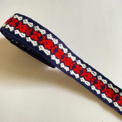 2.9 YD 1970s Cotton Trim Red White Blue for Apparel - Image 1 of 4
