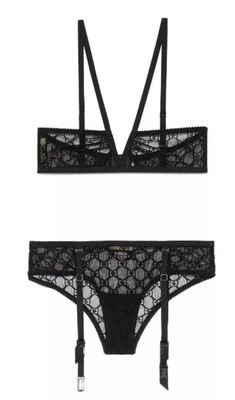 New Authentic Gucci GG Embroidery Lingerie Set Size L - Image 1 of 4
