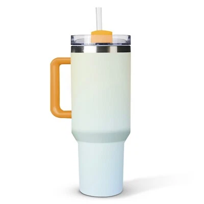 Vaso de acero inoxidable de 40 oz con pajita y mango | Taza de café taza de regalo fría caliente Foto 1 de 4