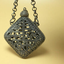 Chinese Old Tibetan Silver Hand Carved 寿 Statue Snuff Bottle Perfume Bag