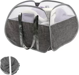 Collapsible 90L Laundry Basket with Reinforced Handles, Tear Proof Mesh (Gray) - Picture 1 of 6